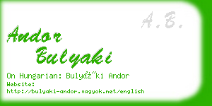 andor bulyaki business card
